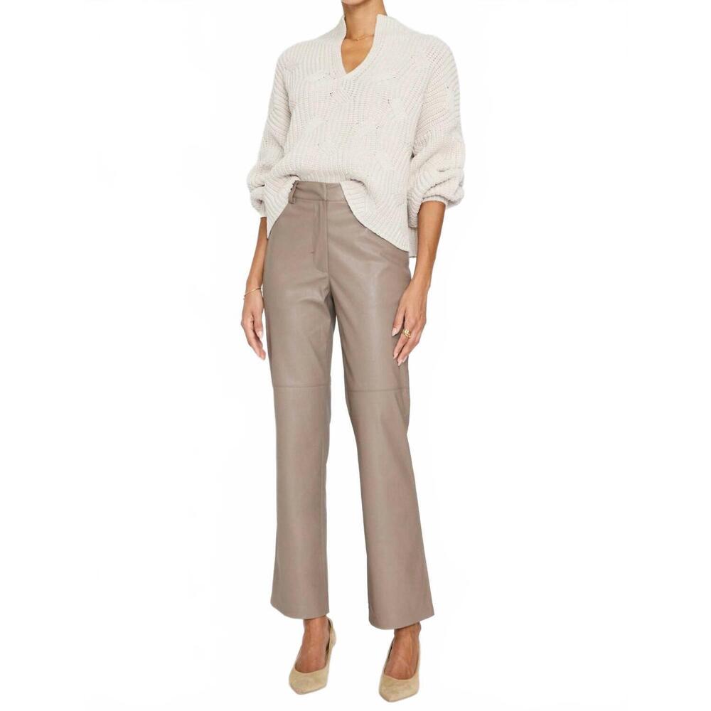 NEW BROCHU WALKER lara vegan leather pant in brume